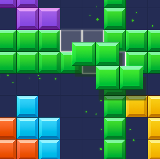 Gameplay screenshot with green blocks